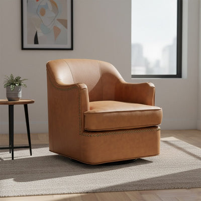 Royal | Urban Relax Lounge Chair with Premium Brown Leather Upholstery – 80×71×81 cm - Al Rugaib Furniture