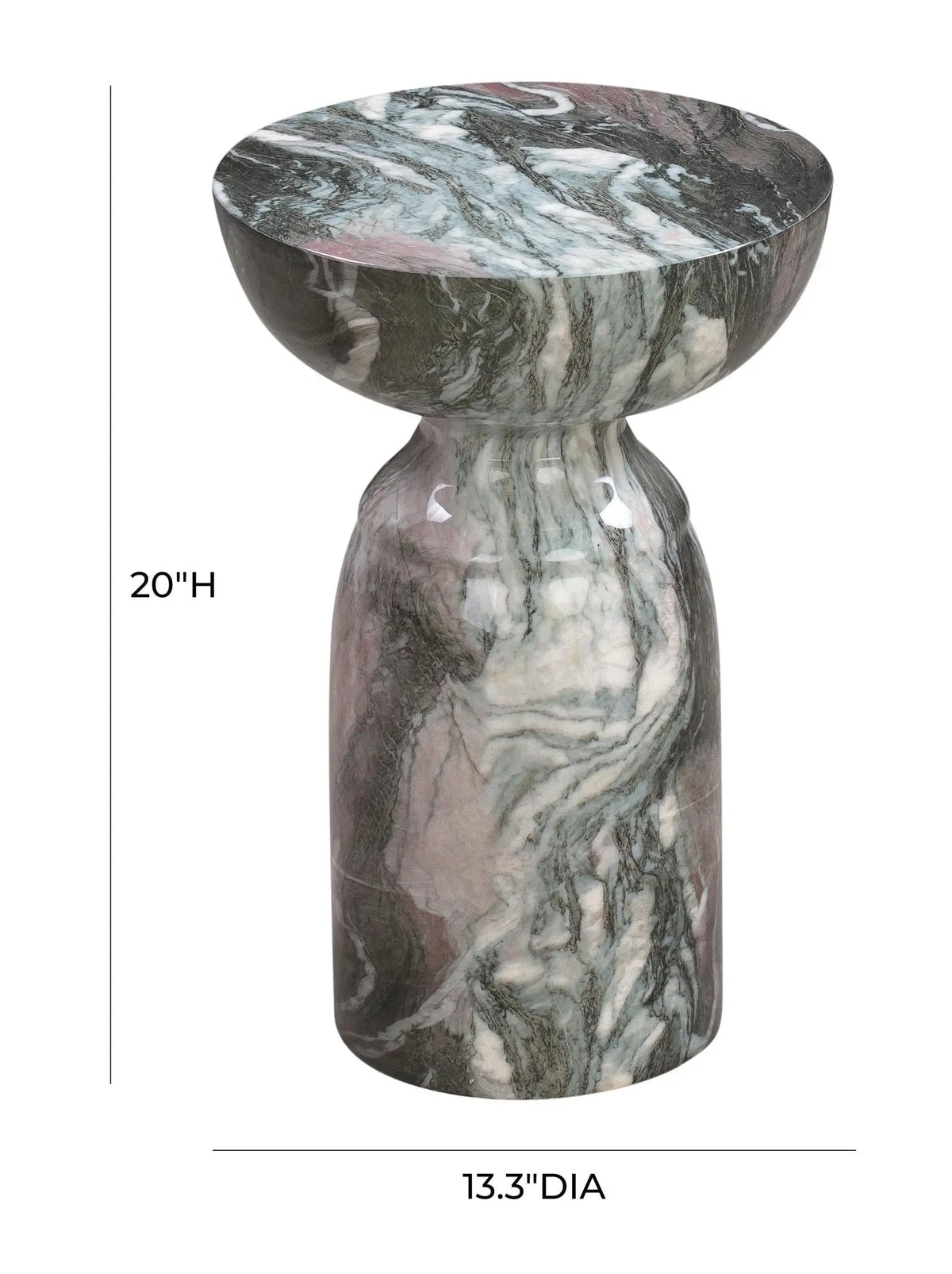 Rue Grey and Blush Marble Side Table Accent & End Tables| TOV