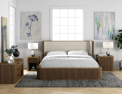 Rustic Haven Brown Oak six Drawer Bed - Al Rugaib Furniture