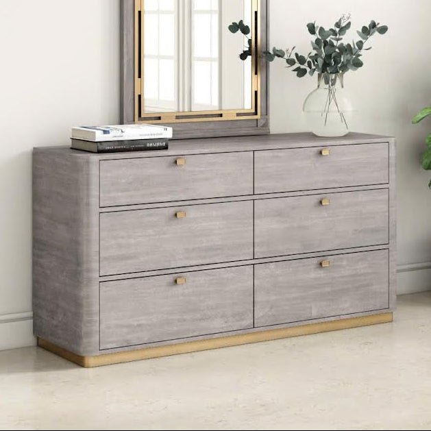 Rustic Haven Brown Oak six Drawer Dresser Dressers| Roots Furniture