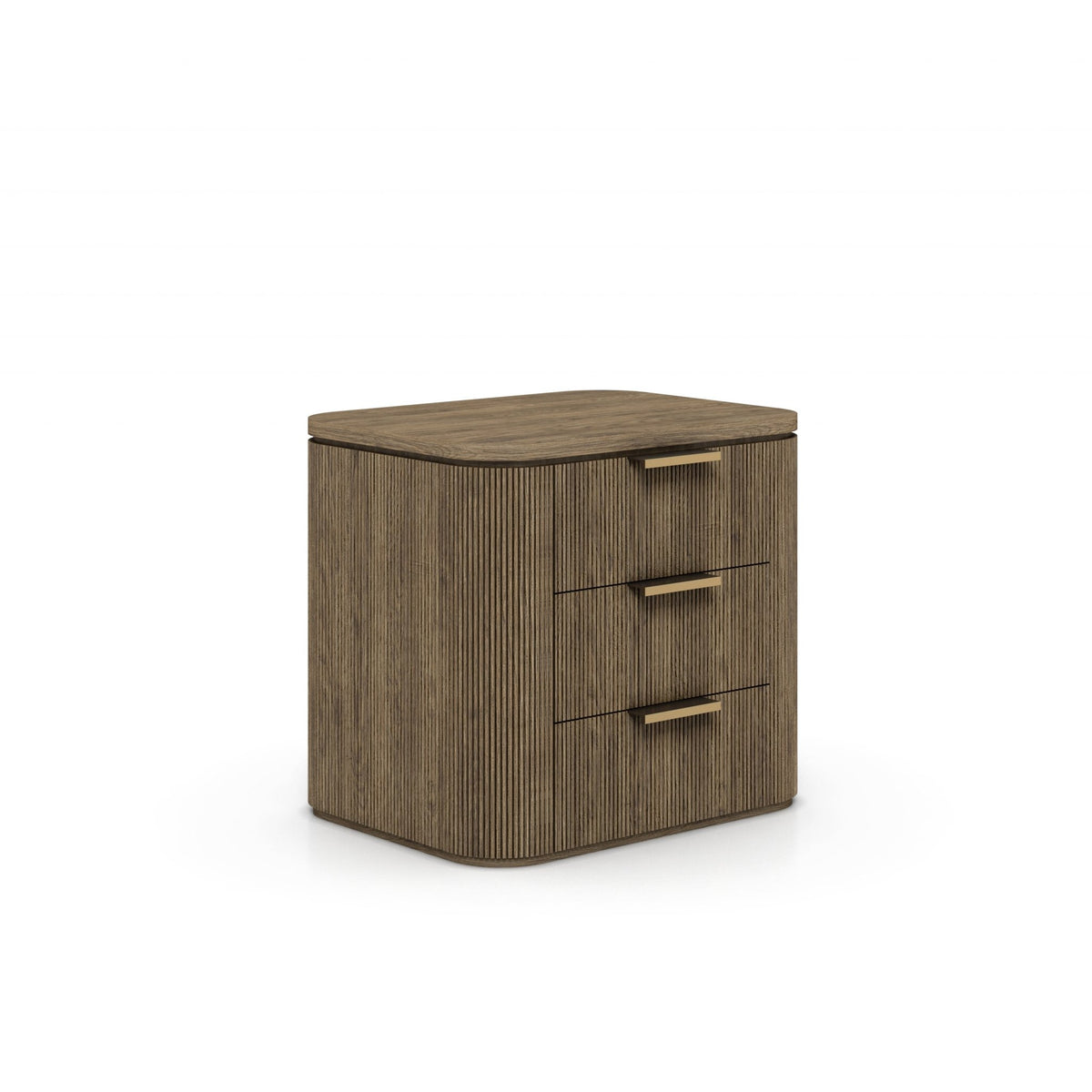 Rustic Haven Brown Oak Three Drawer Nightstand Nightstands| Roots Furniture