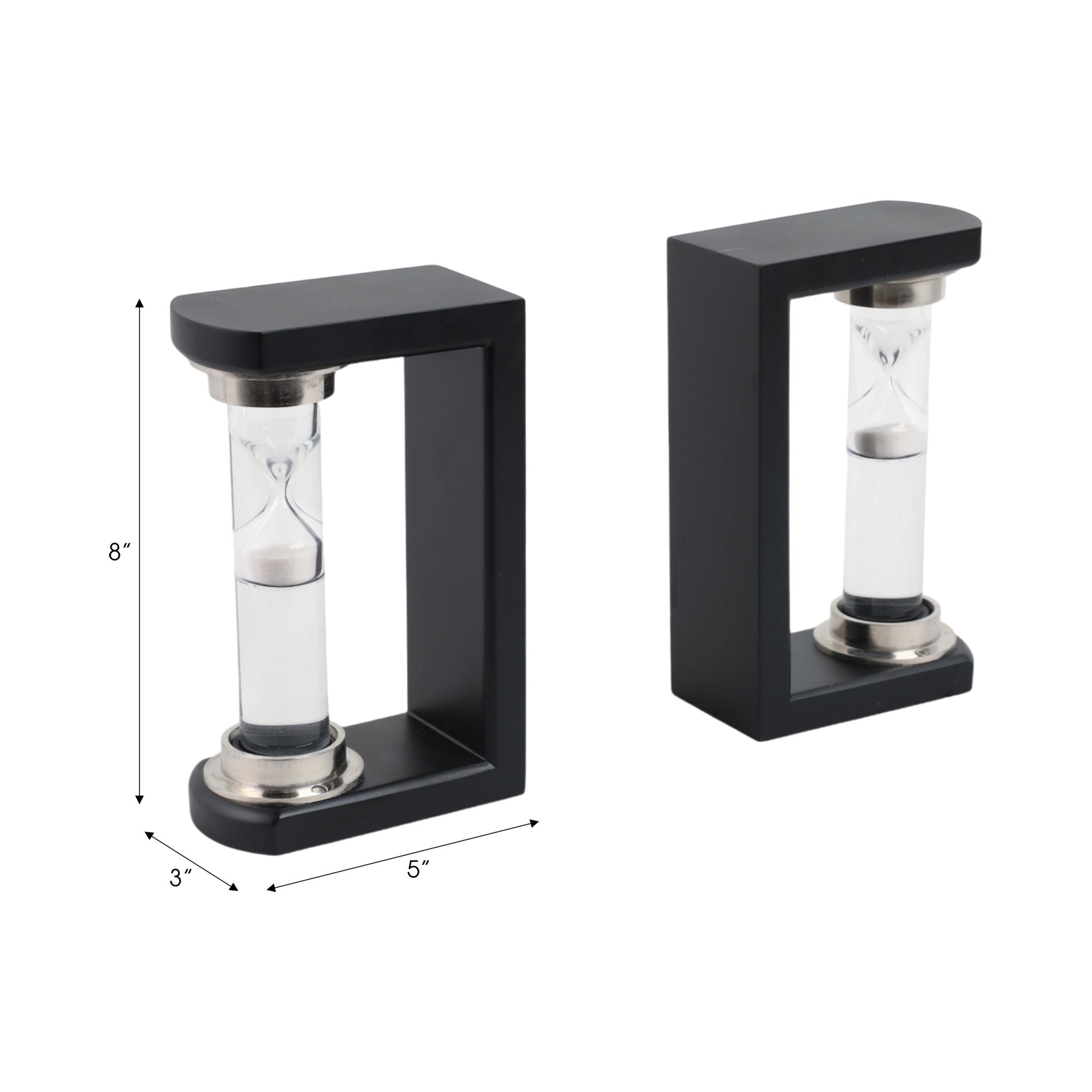 S/2 10" Raven Small Hourglass Bookends Table Decors| Sagebrook Home