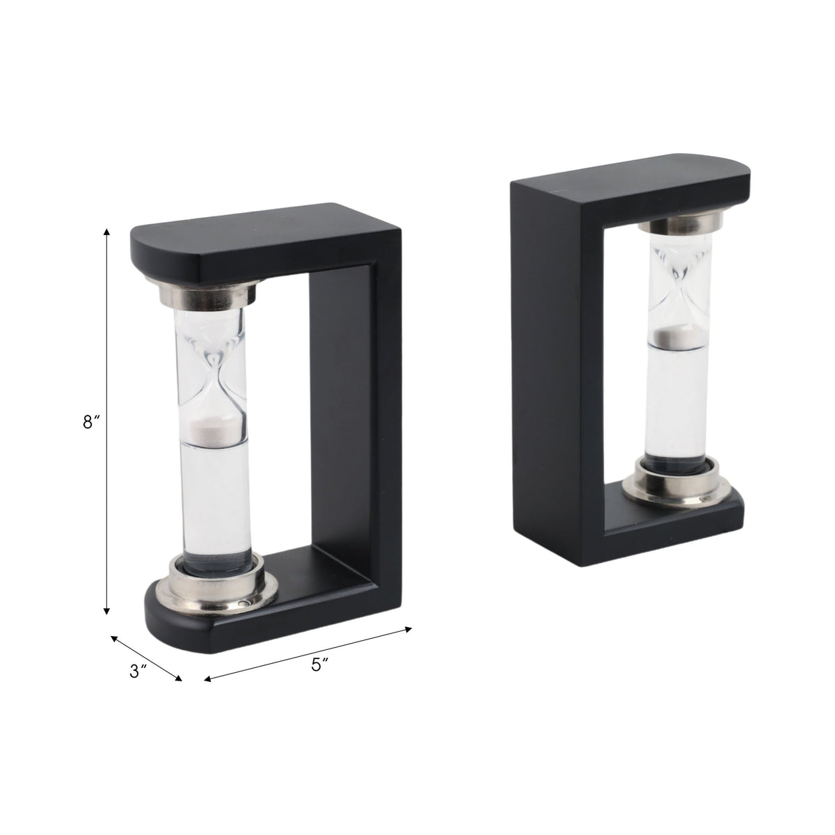 S/2 10" Raven Small Hourglass Bookends Table Decors| Sagebrook Home