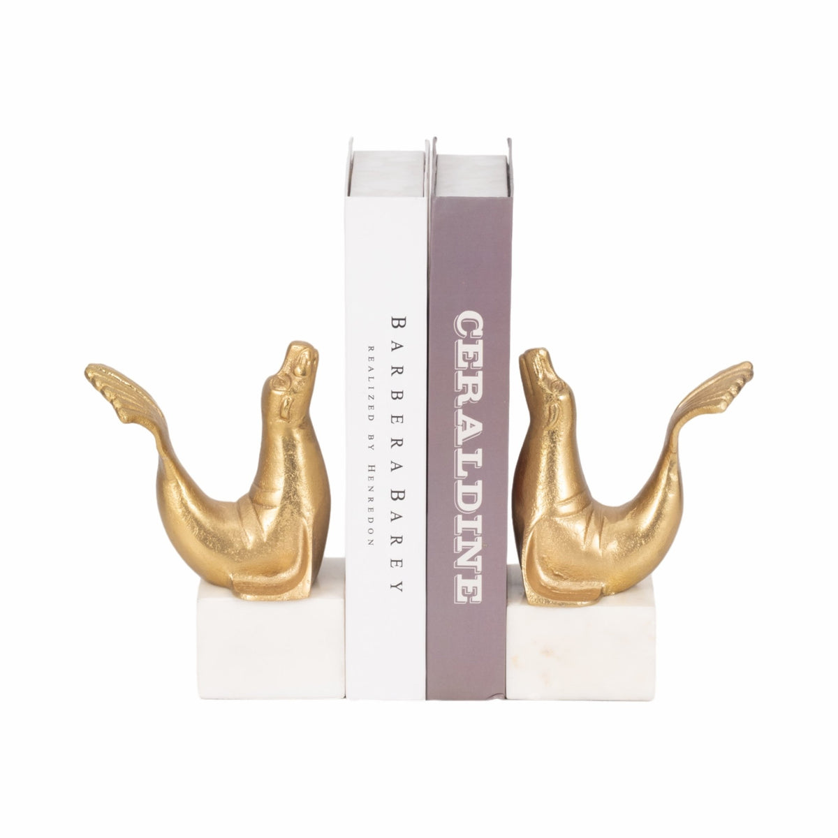 S/2 10" Sea Lion Bookends, Gold Table Decors| Sagebrook Home