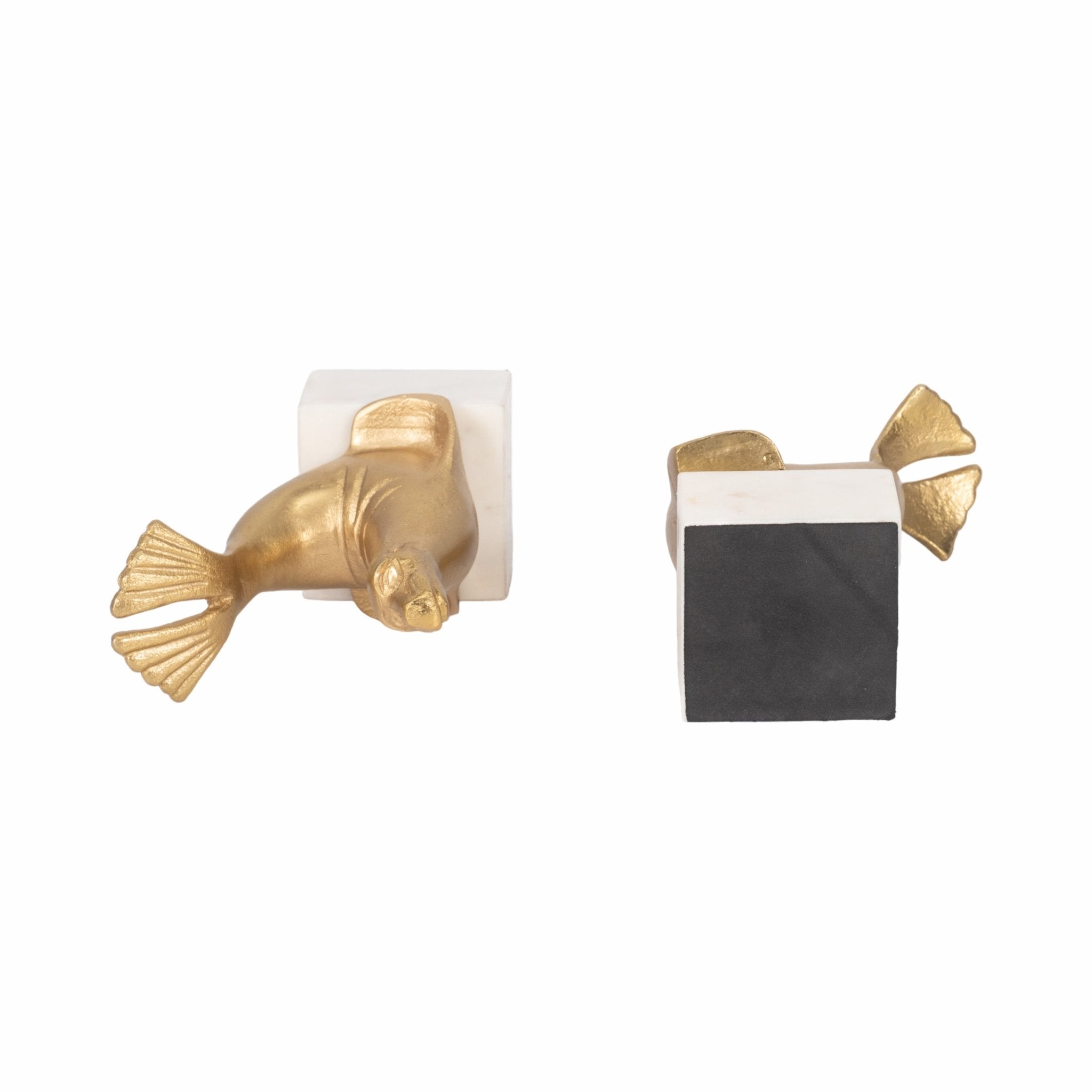 S/2 10" Sea Lion Bookends, Gold Table Decors| Sagebrook Home