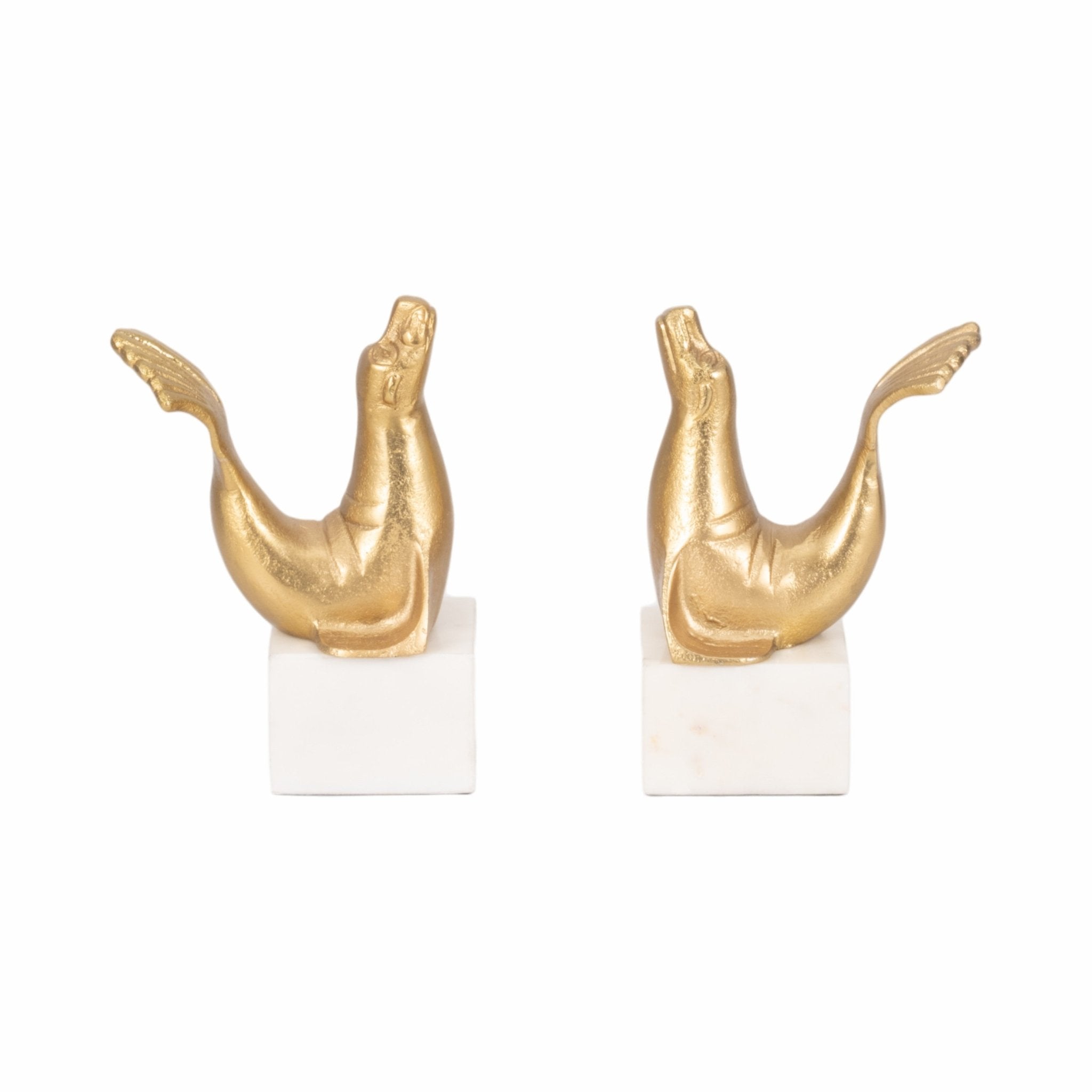 S/2 10" Sea Lion Bookends, Gold Table Decors| Sagebrook Home