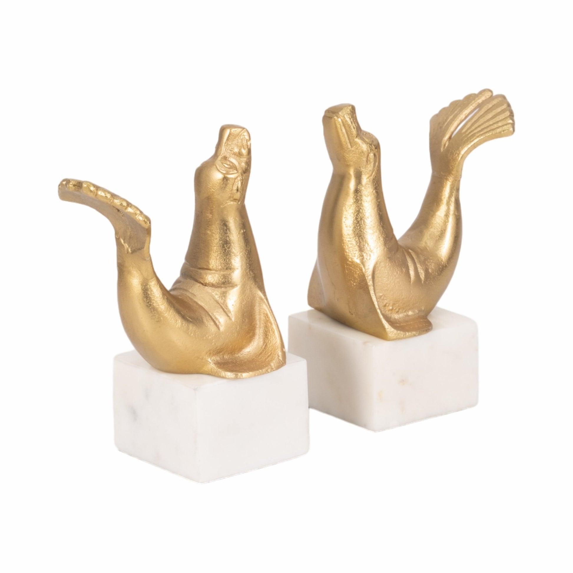 S/2 10" Sea Lion Bookends, Gold Table Decors| Sagebrook Home