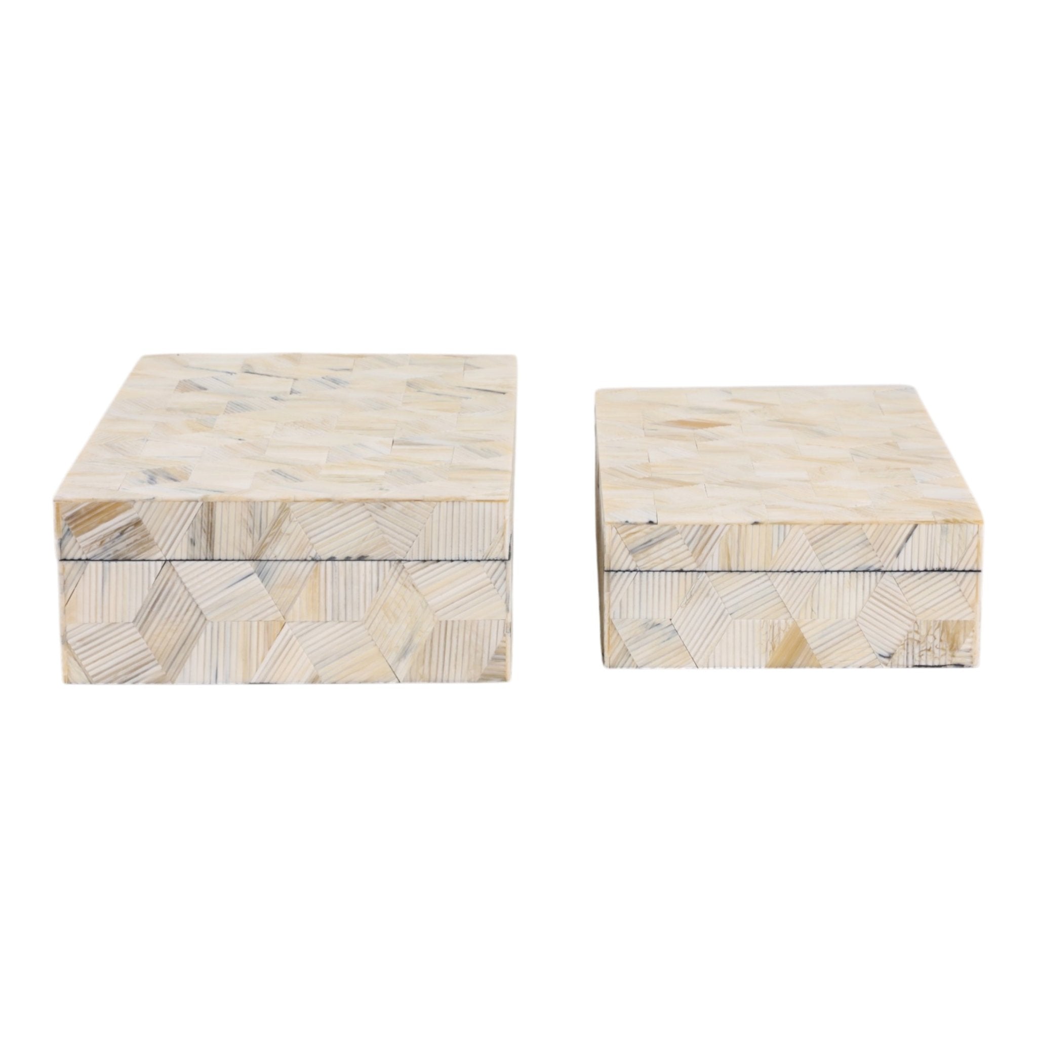 S/2 10/11" Etched Geo Cube Resin Boxes, Multi Box| Sagebrook Home