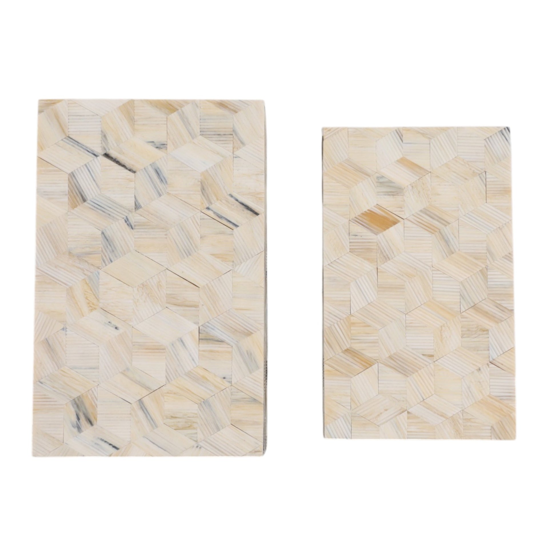 S/2 10/11" Etched Geo Cube Resin Boxes, Multi Box| Sagebrook Home