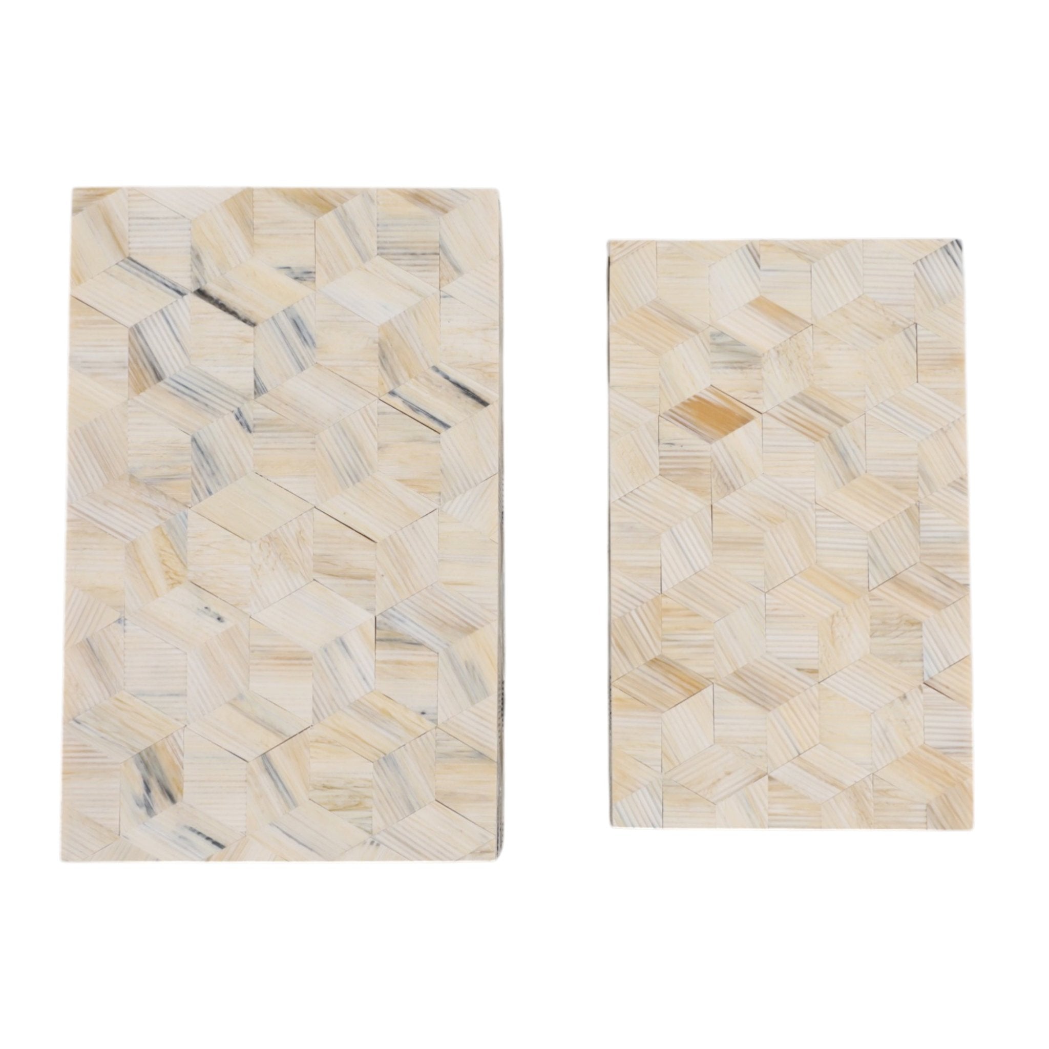S/2 10/11" Etched Geo Cube Resin Boxes, Multi Box| Sagebrook Home
