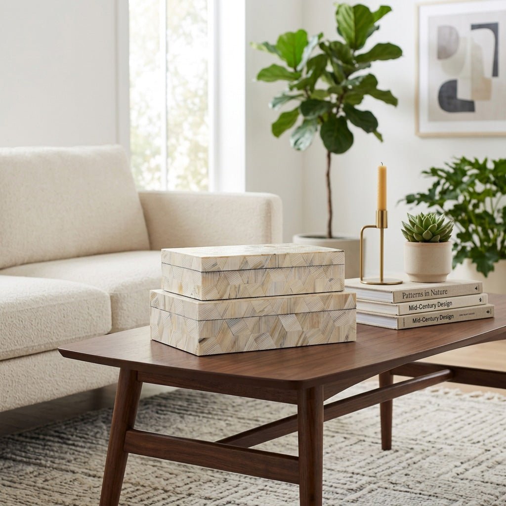 S/2 10/11" Etched Geo Cube Resin Boxes, Multi Box| Sagebrook Home