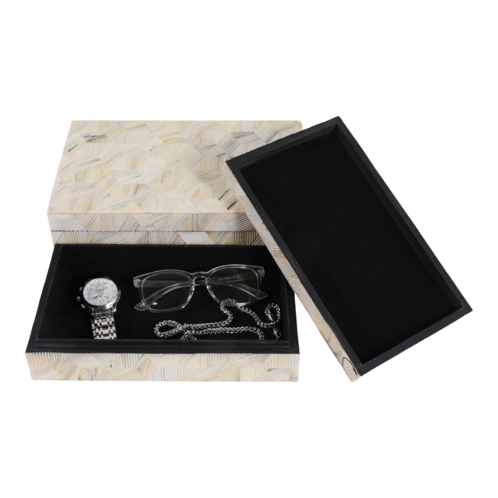 S/2 10/11" Etched Geo Cube Resin Boxes, Multi Box| Sagebrook Home