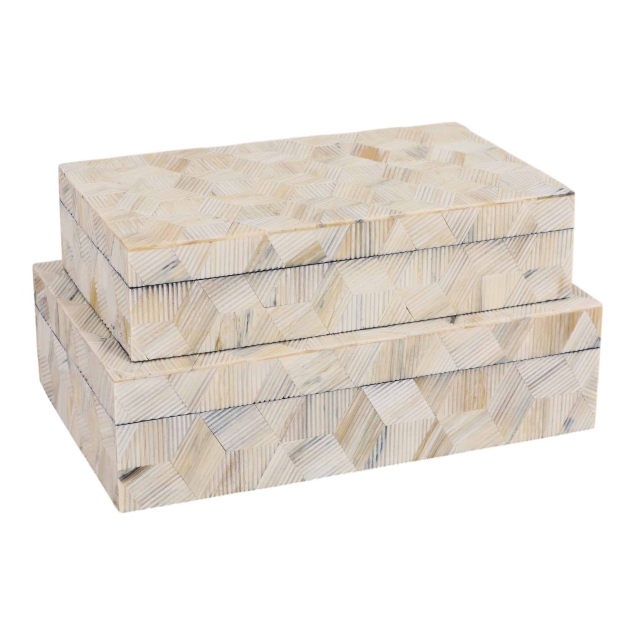 S/2 10/11" Etched Geo Cube Resin Boxes, Multi Box| Sagebrook Home