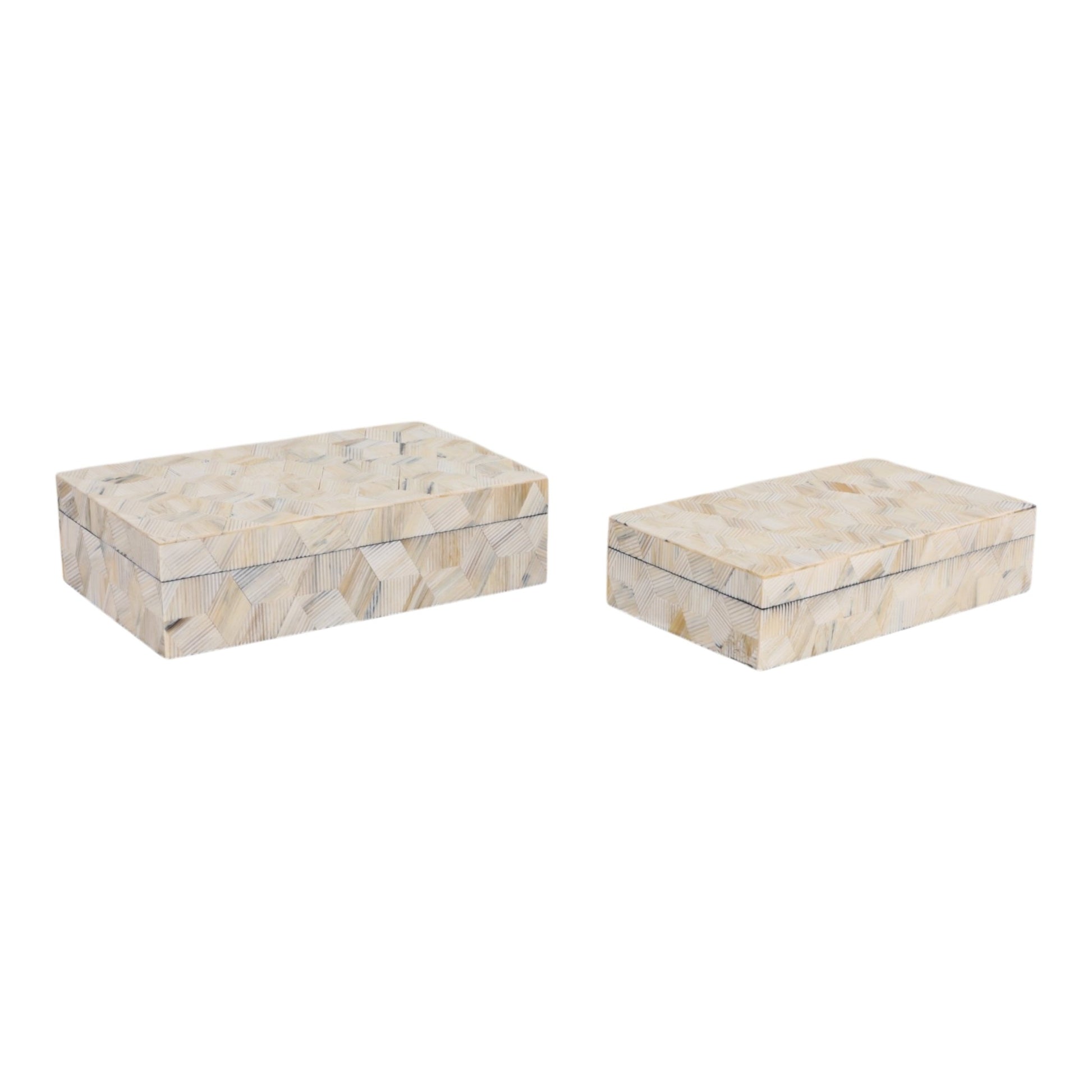 S/2 10/11" Etched Geo Cube Resin Boxes, Multi Box| Sagebrook Home