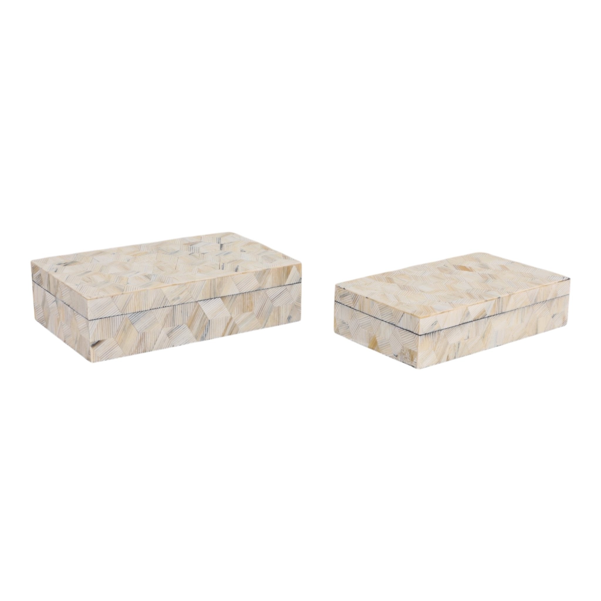 S/2 10/11" Etched Geo Cube Resin Boxes, Multi Box| Sagebrook Home