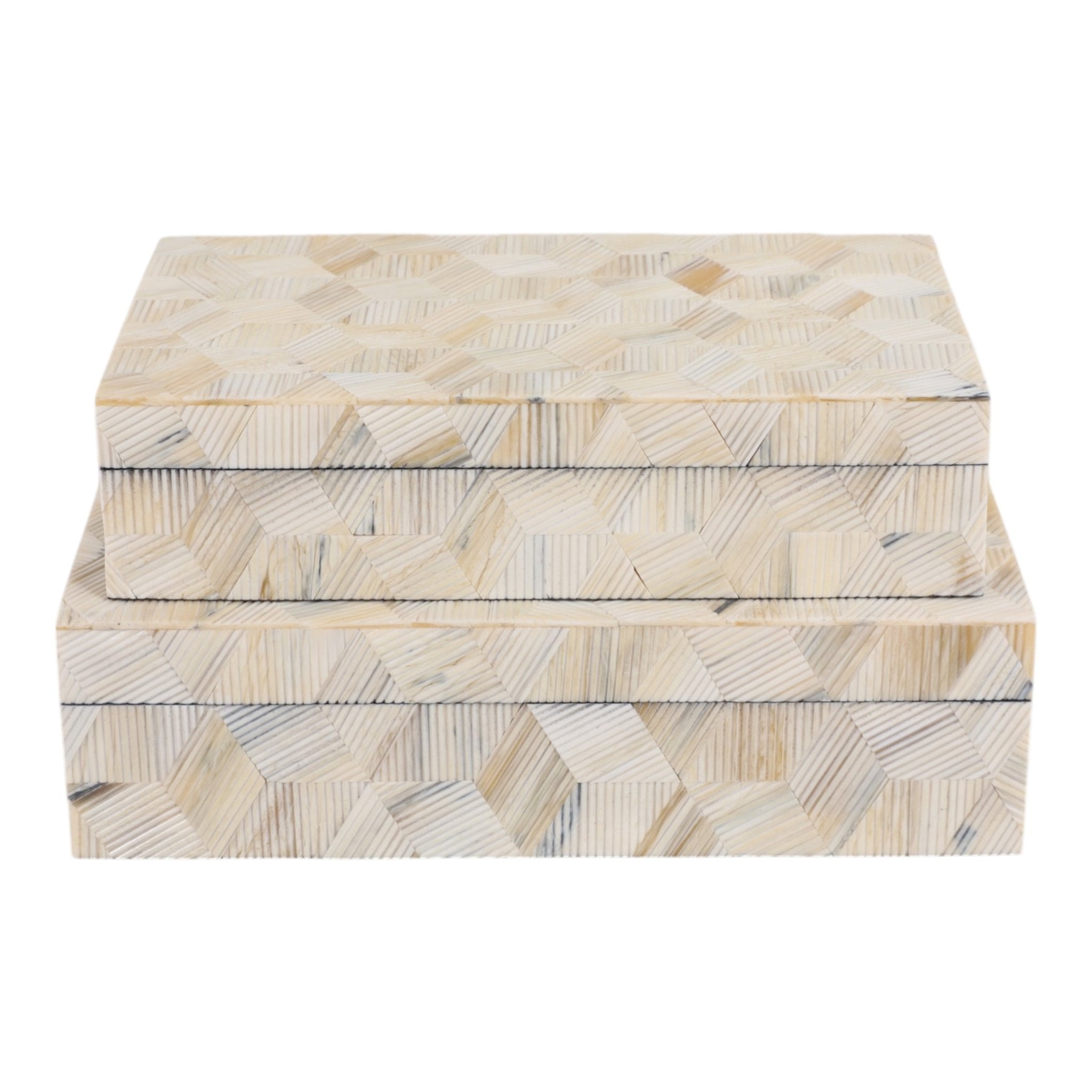 S/2 10/11" Etched Geo Cube Resin Boxes, Multi Box| Sagebrook Home