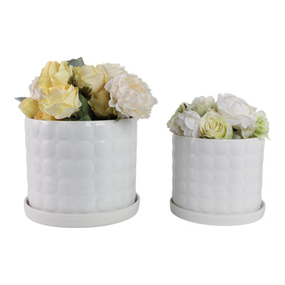 S/2 10/12" Bubble Planter, White - Al Rugaib Furniture