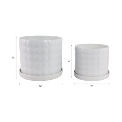 S/2 10/12" Bubble Planter, White - Al Rugaib Furniture