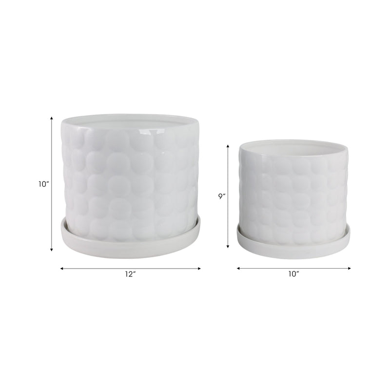 S/2 10/12" Bubble Planter, White - Al Rugaib Furniture