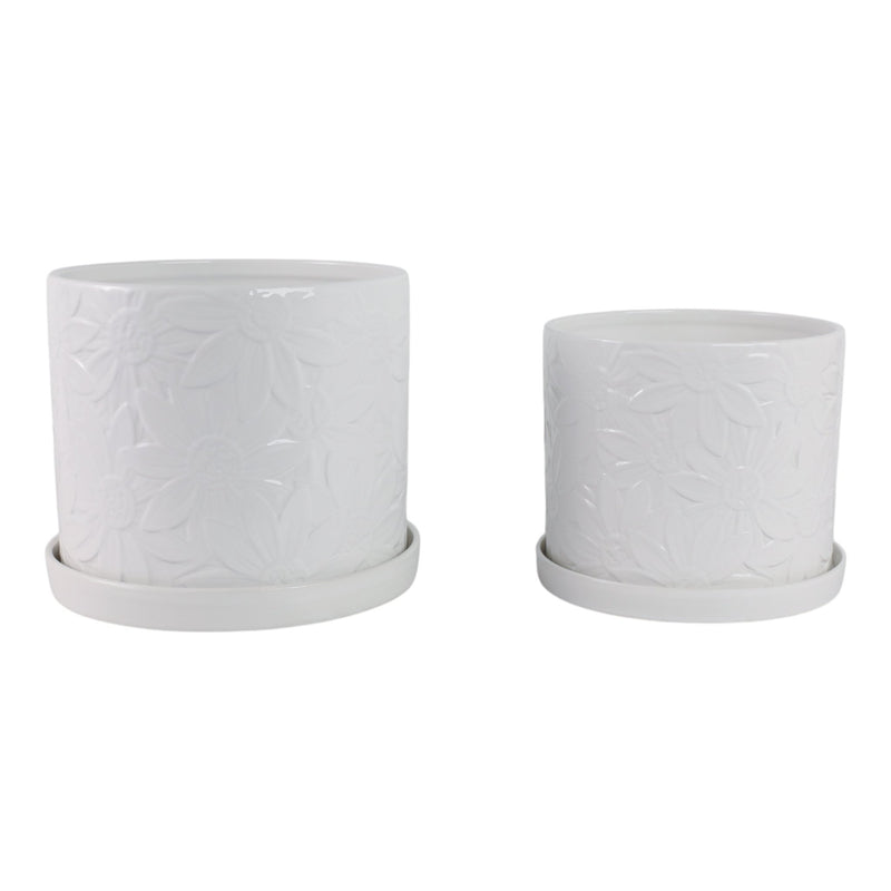 S/2 10/12" Daisy Flower Planter, White - Al Rugaib Furniture