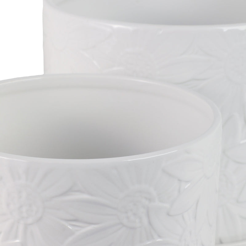 S/2 10/12" Daisy Flower Planter, White - Al Rugaib Furniture