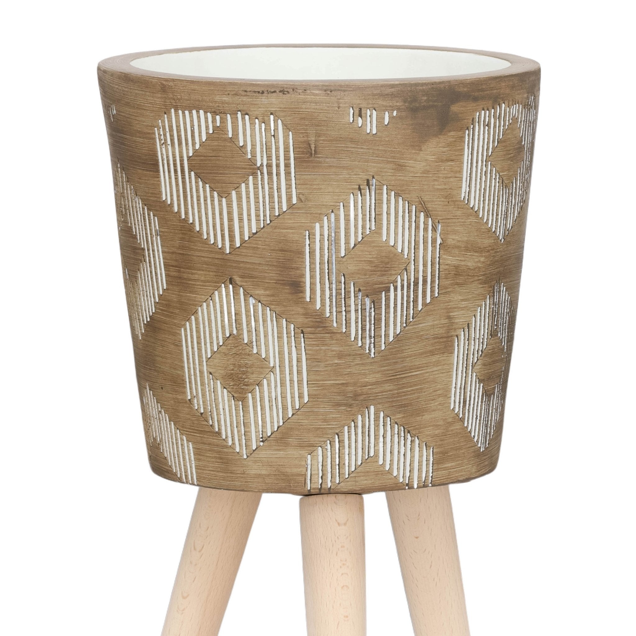 S/2 10/12" Diamond Planter W/ Wood Legs, Brown Kd Outdoor Planters| Sagebrook Home