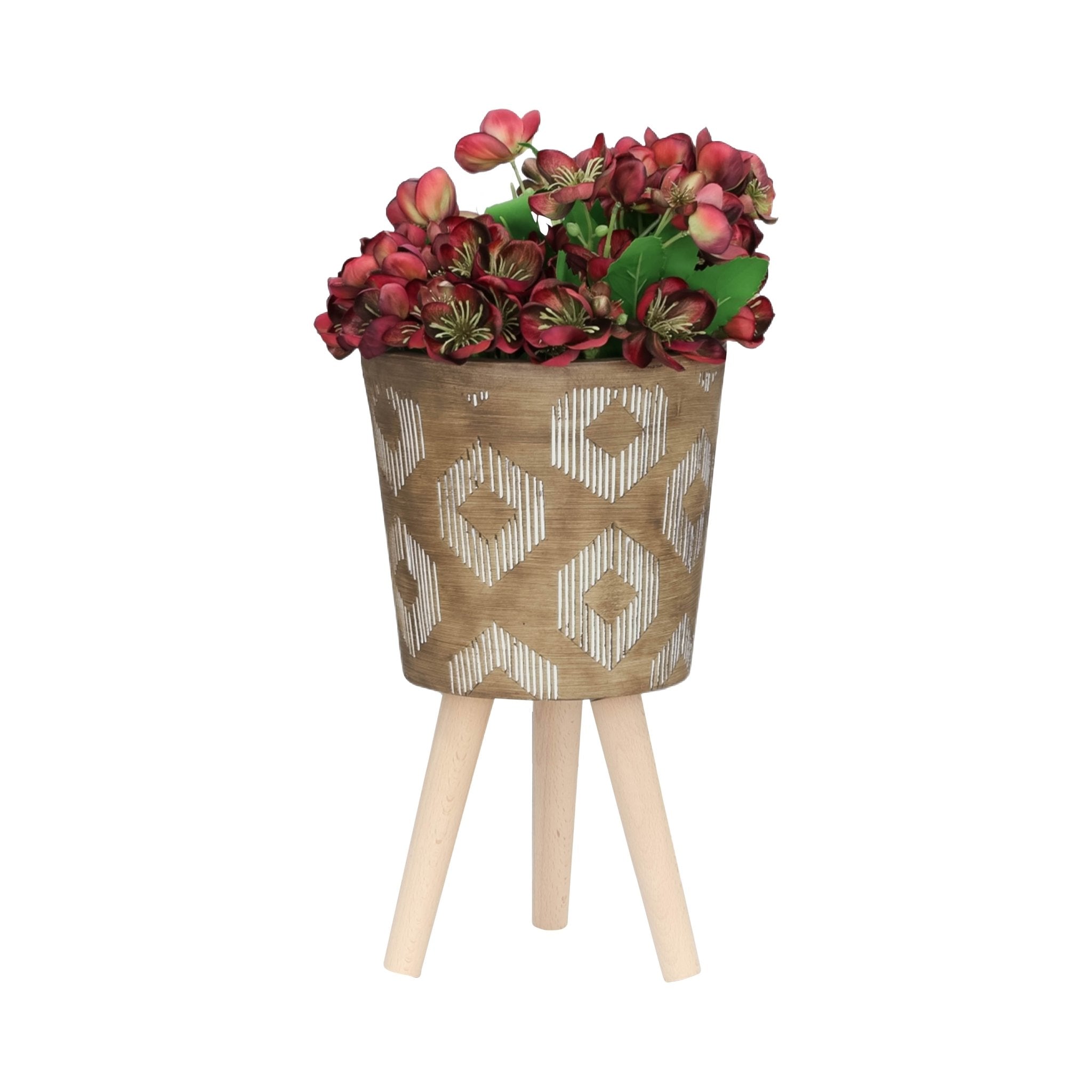 S/2 10/12" Diamond Planter W/ Wood Legs, Brown Kd Outdoor Planters| Sagebrook Home