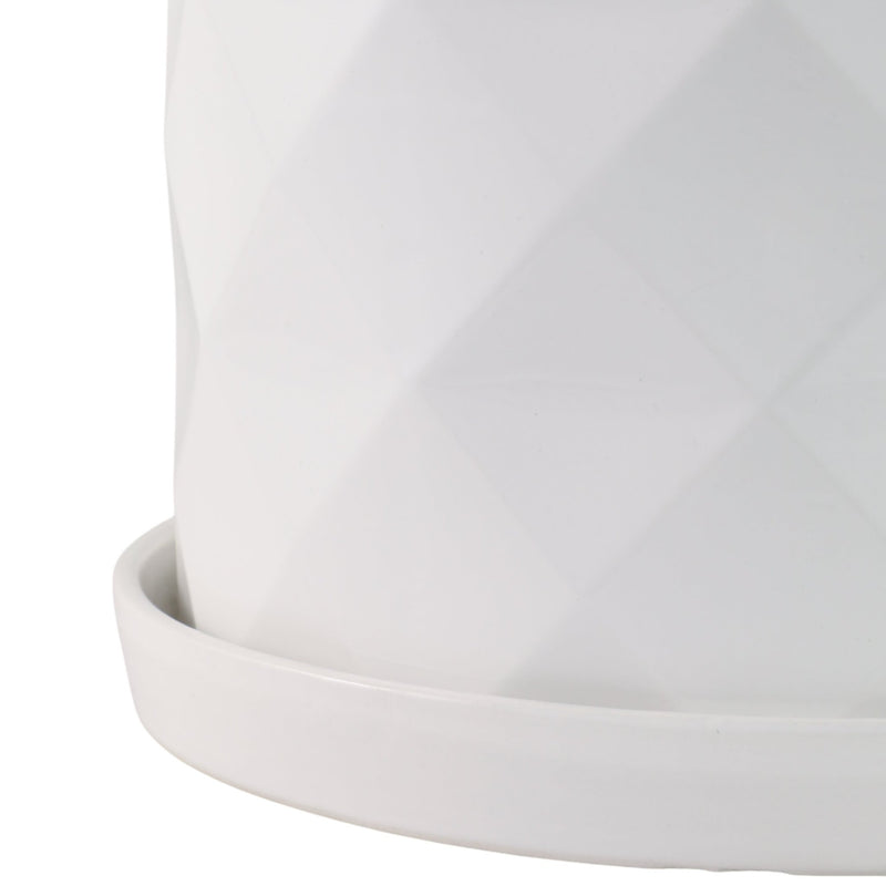 S/2 10/12" Geo Planter, White - Al Rugaib Furniture