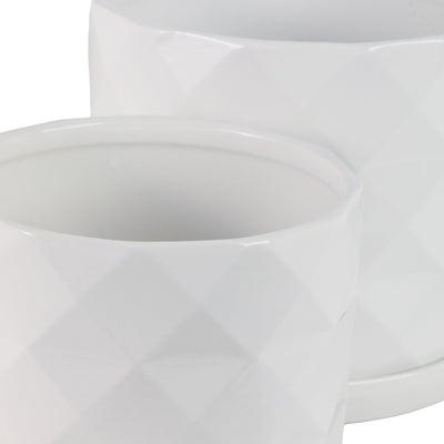 S/2 10/12" Geo Planter, White - Al Rugaib Furniture