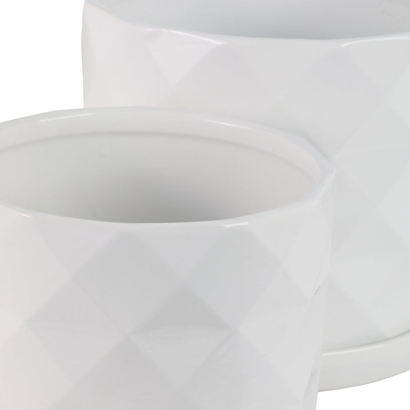 S/2 10/12" Geo Planter, White - Al Rugaib Furniture