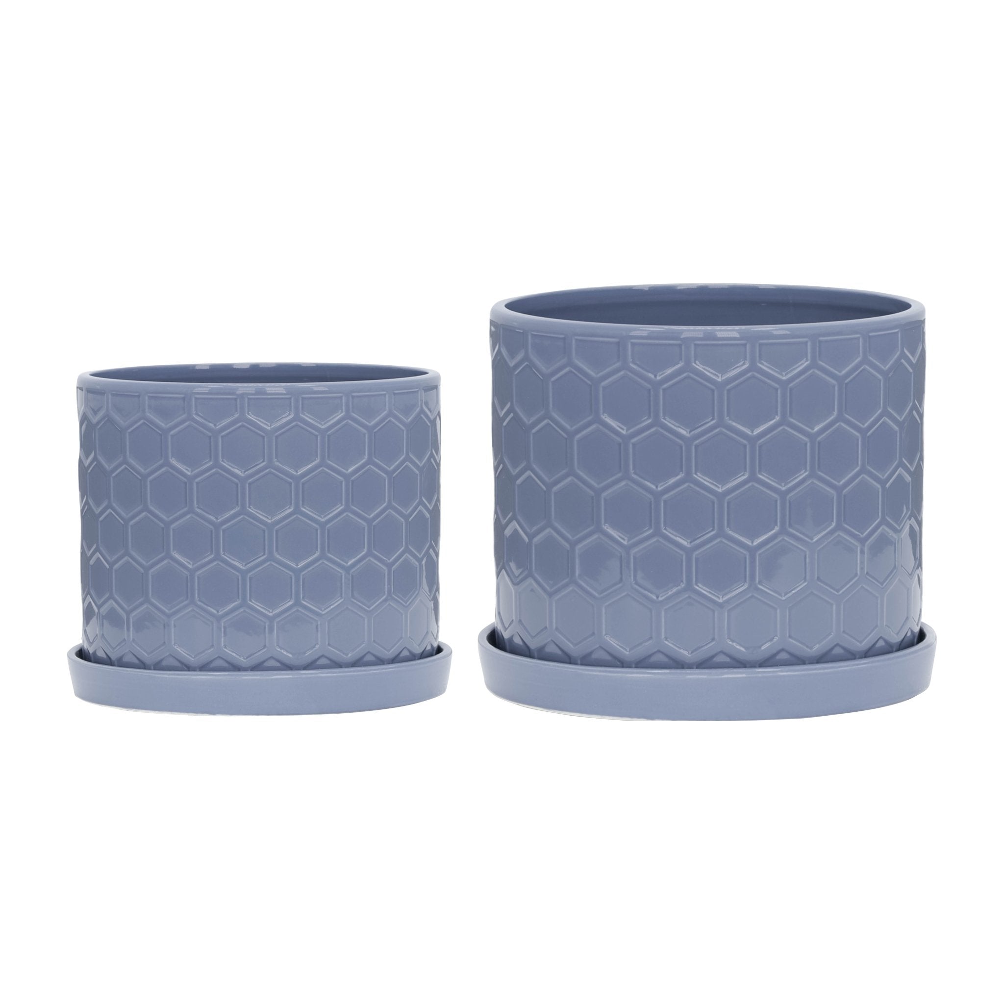 S/2 10/12" HONEYCOMB PLANTER W/ SAUCER, GRAY Outdoor Planters| Sagebrook Home