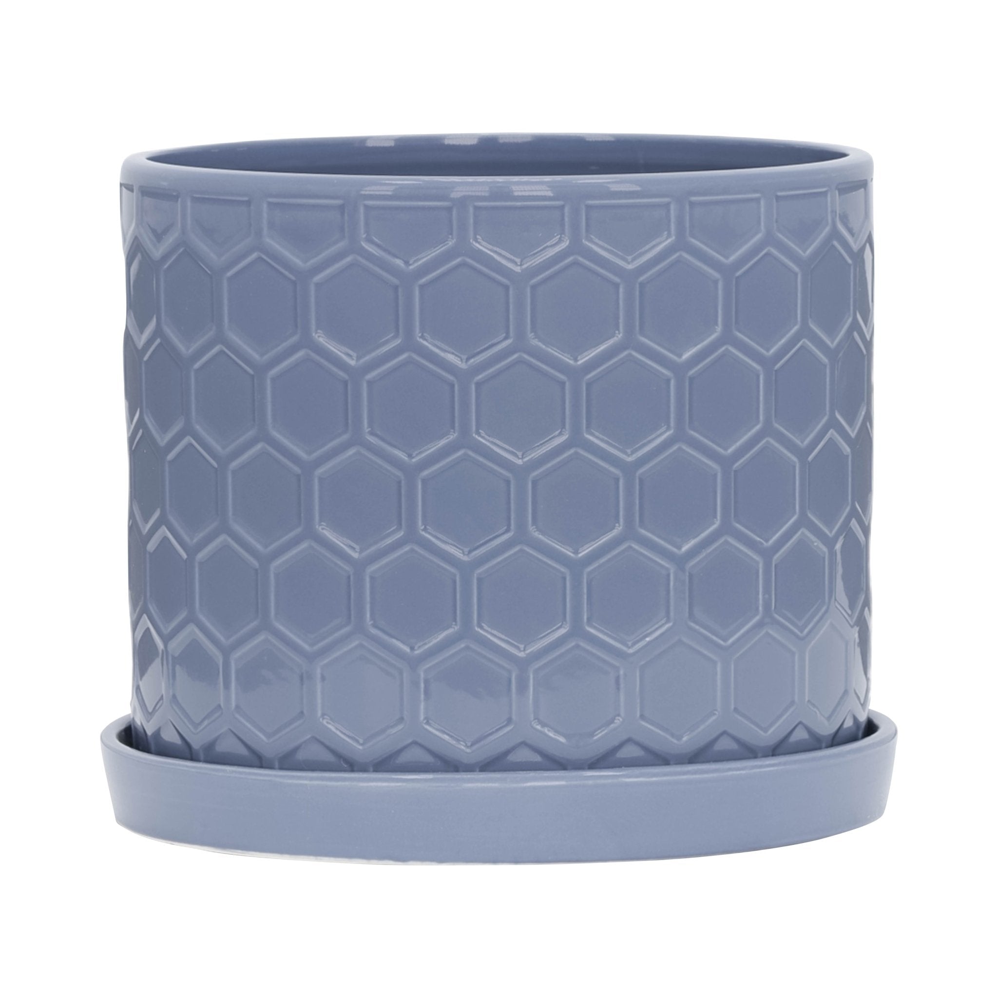 S/2 10/12" HONEYCOMB PLANTER W/ SAUCER, GRAY Outdoor Planters| Sagebrook Home