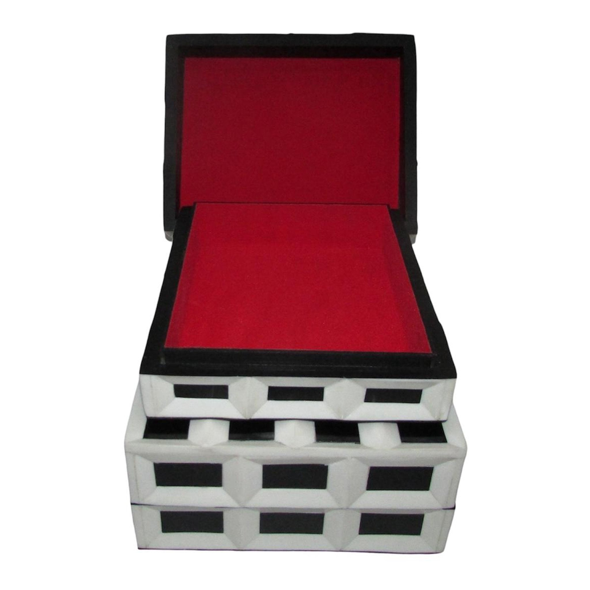 S/2 10/12" Hulette Blk & White Boxes Table Decors| Sagebrook Home