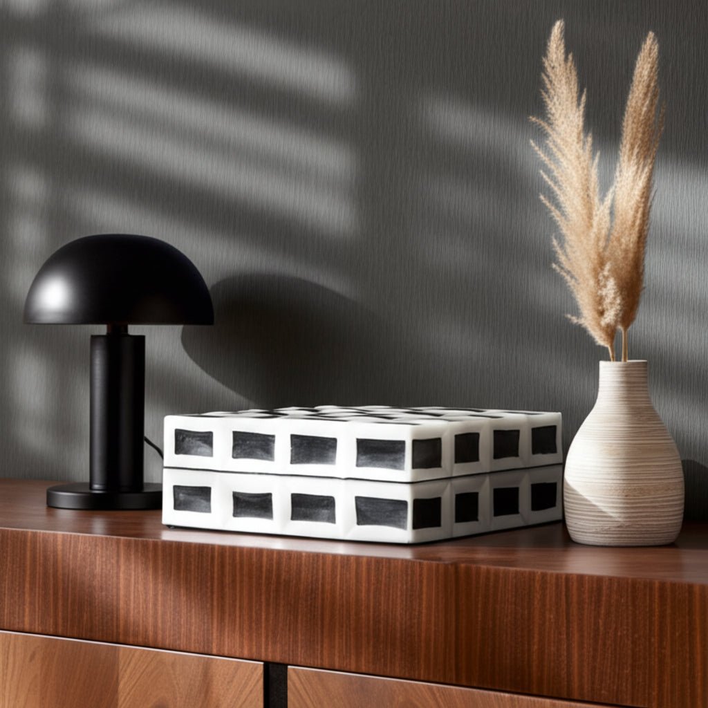 S/2 10/12" Hulette Blk & White Boxes Table Decors| Sagebrook Home