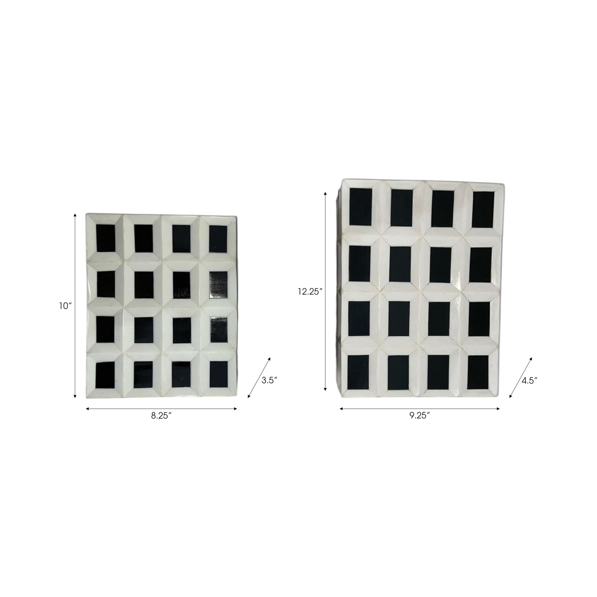 S/2 10/12" Hulette Blk & White Boxes Table Decors| Sagebrook Home