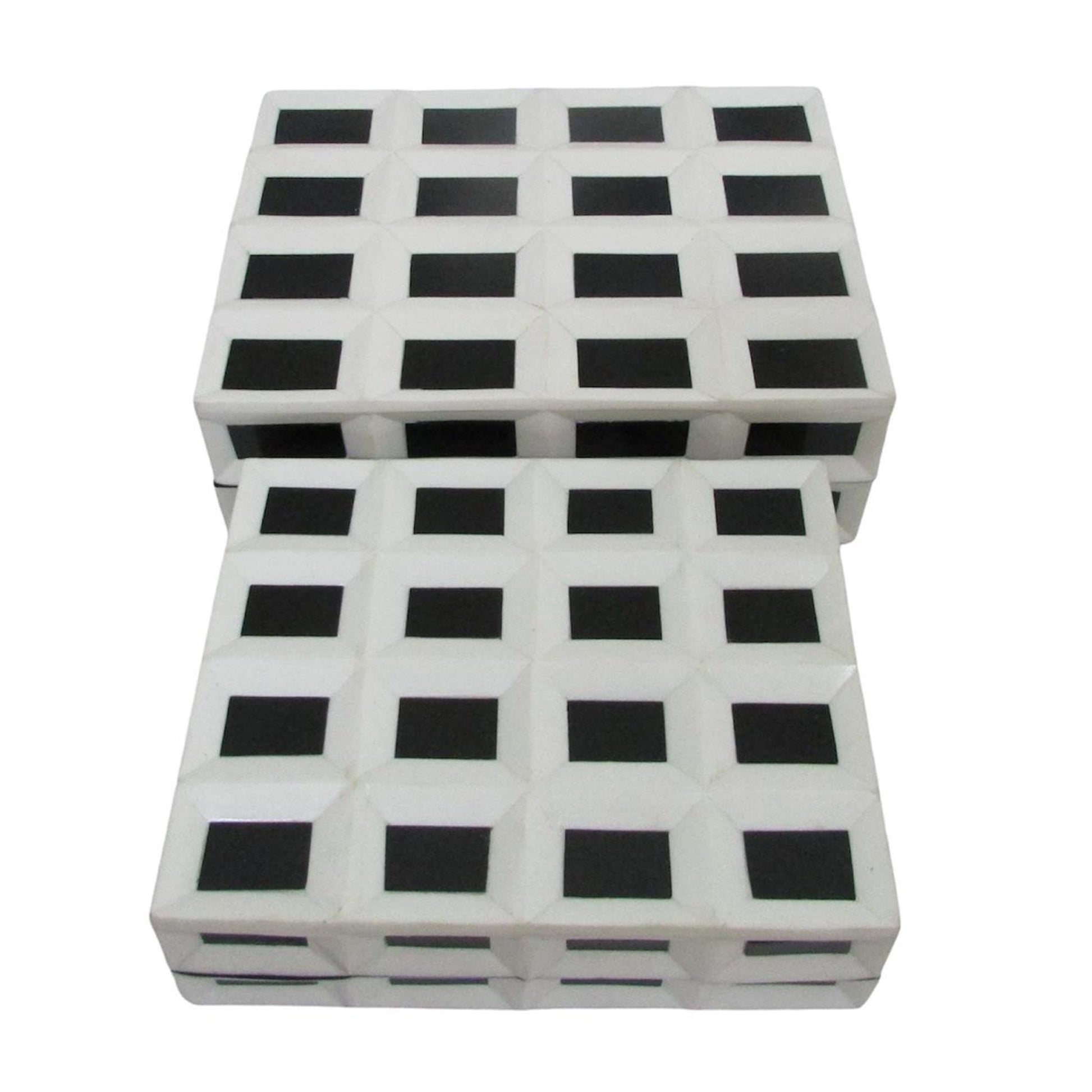 S/2 10/12" Hulette Blk & White Boxes Table Decors| Sagebrook Home