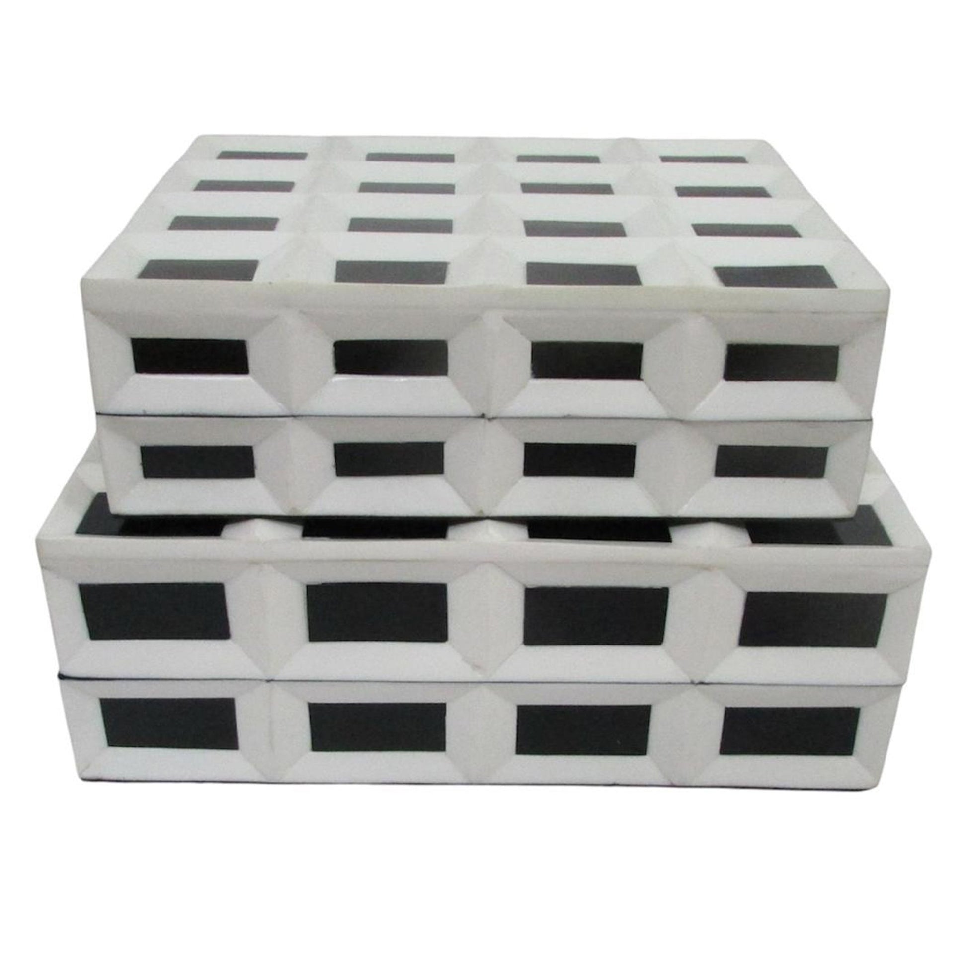 S/2 10/12" Hulette Blk & White Boxes Table Decors| Sagebrook Home