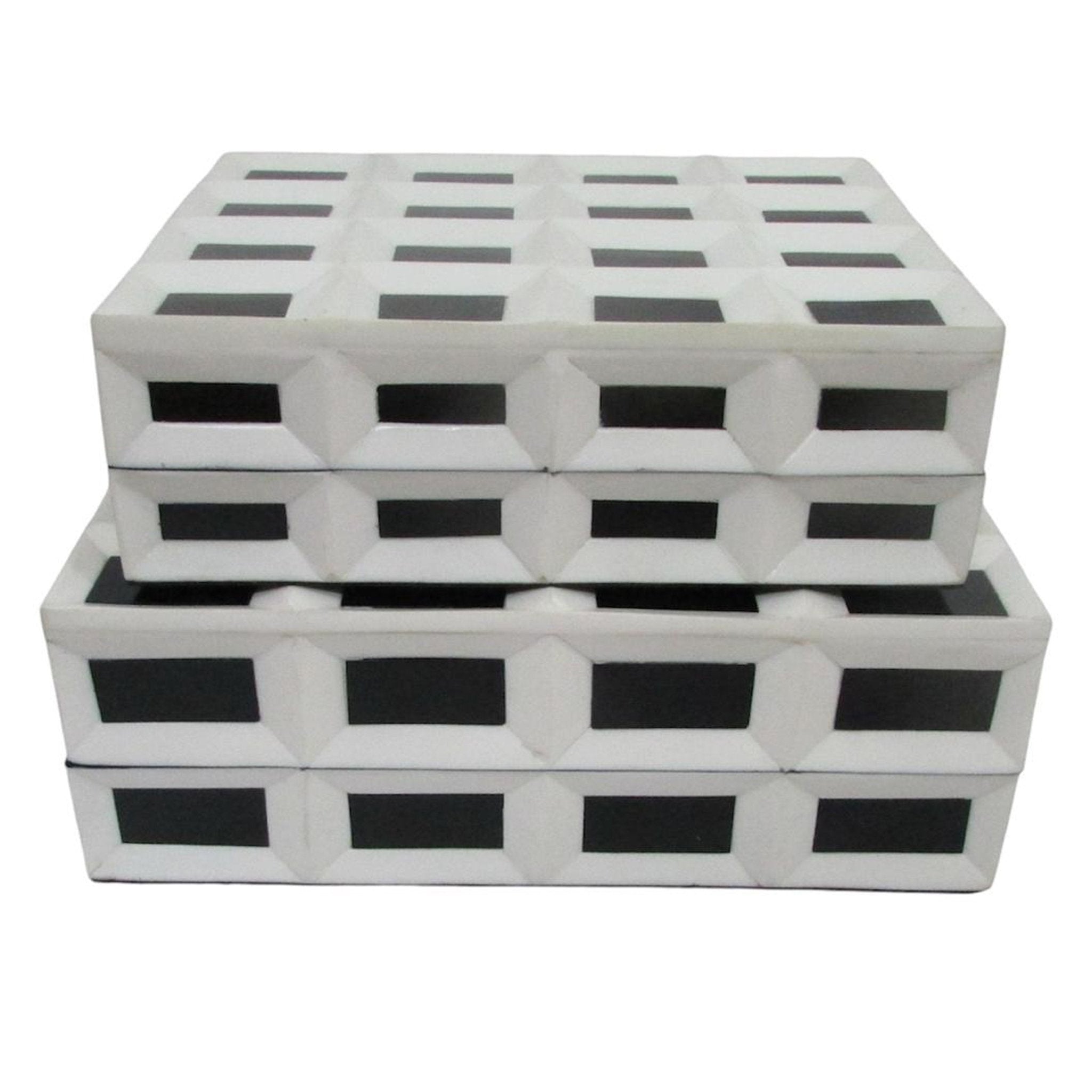 S/2 10/12" Hulette Blk & White Boxes Table Decors| Sagebrook Home