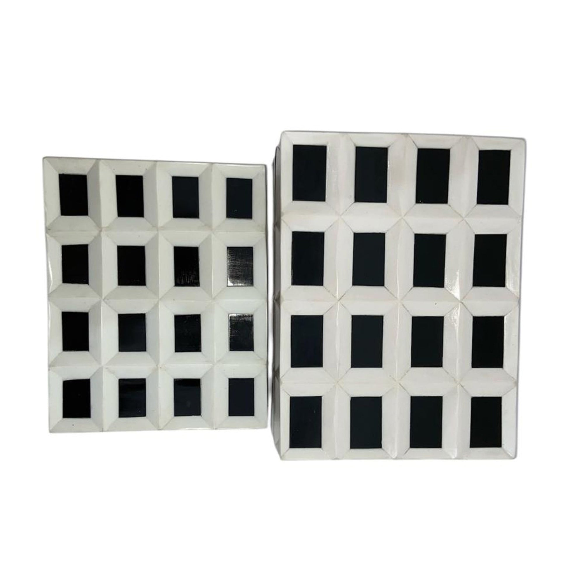 S/2 10/12" Hulette Blk & White Boxes Table Decors| Sagebrook Home