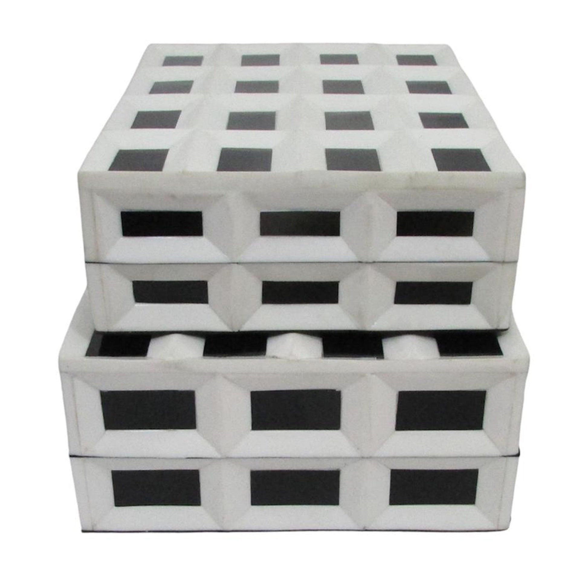 S/2 10/12" Hulette Blk & White Boxes Table Decors| Sagebrook Home