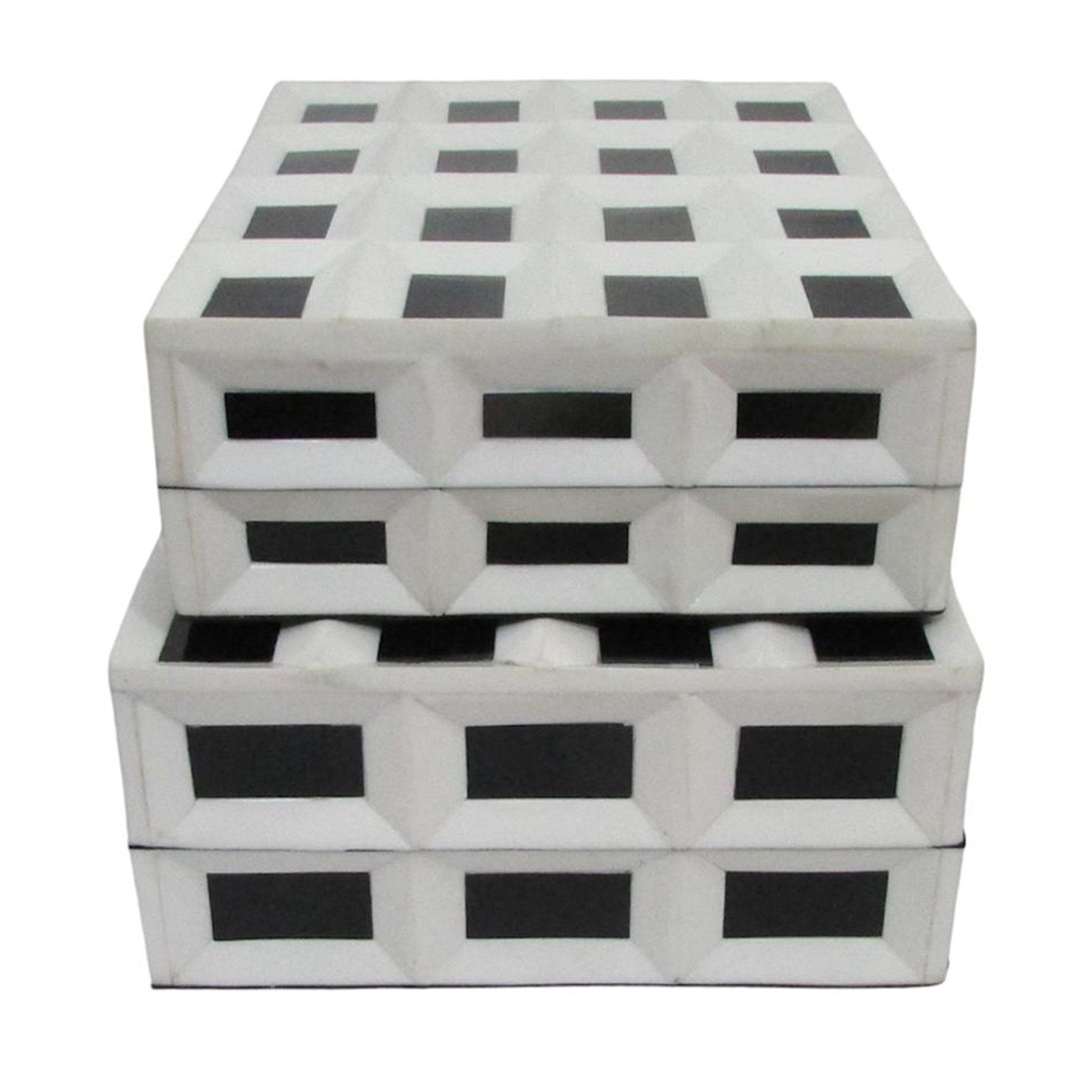 S/2 10/12" Hulette Blk & White Boxes Table Decors| Sagebrook Home