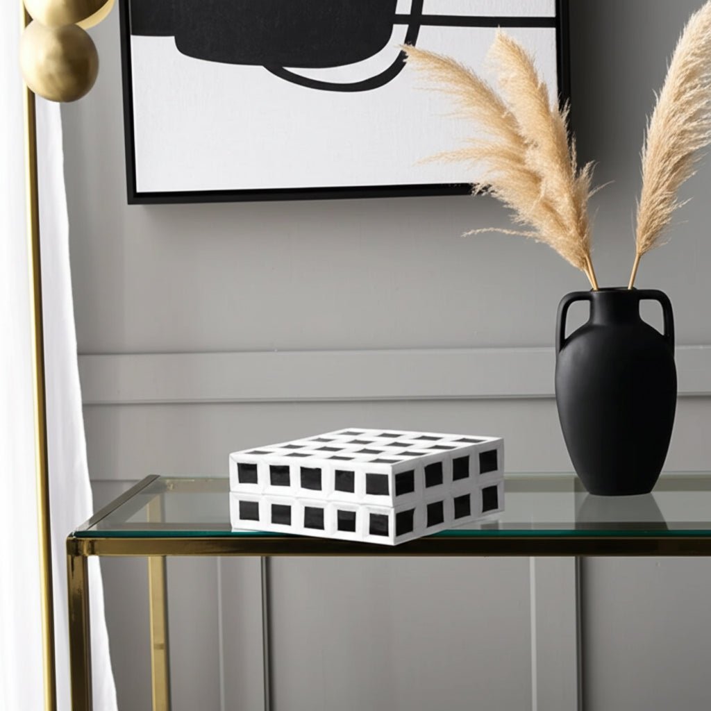 S/2 10/12" Hulette Blk & White Boxes Table Decors| Sagebrook Home