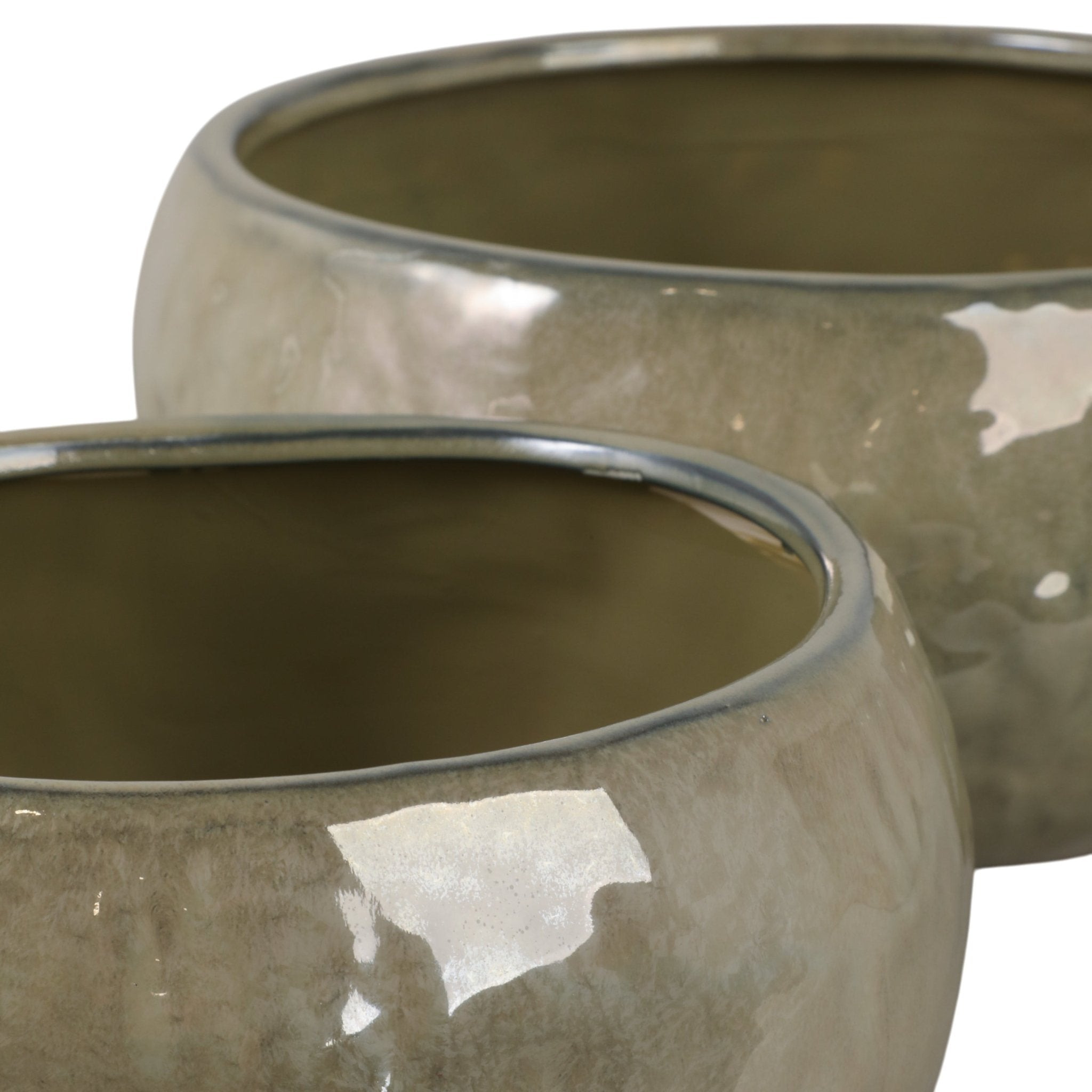 S/2 10/12" IRIDESCENT BOWL PLANTERS, GREEN Planter| Sagebrook Home
