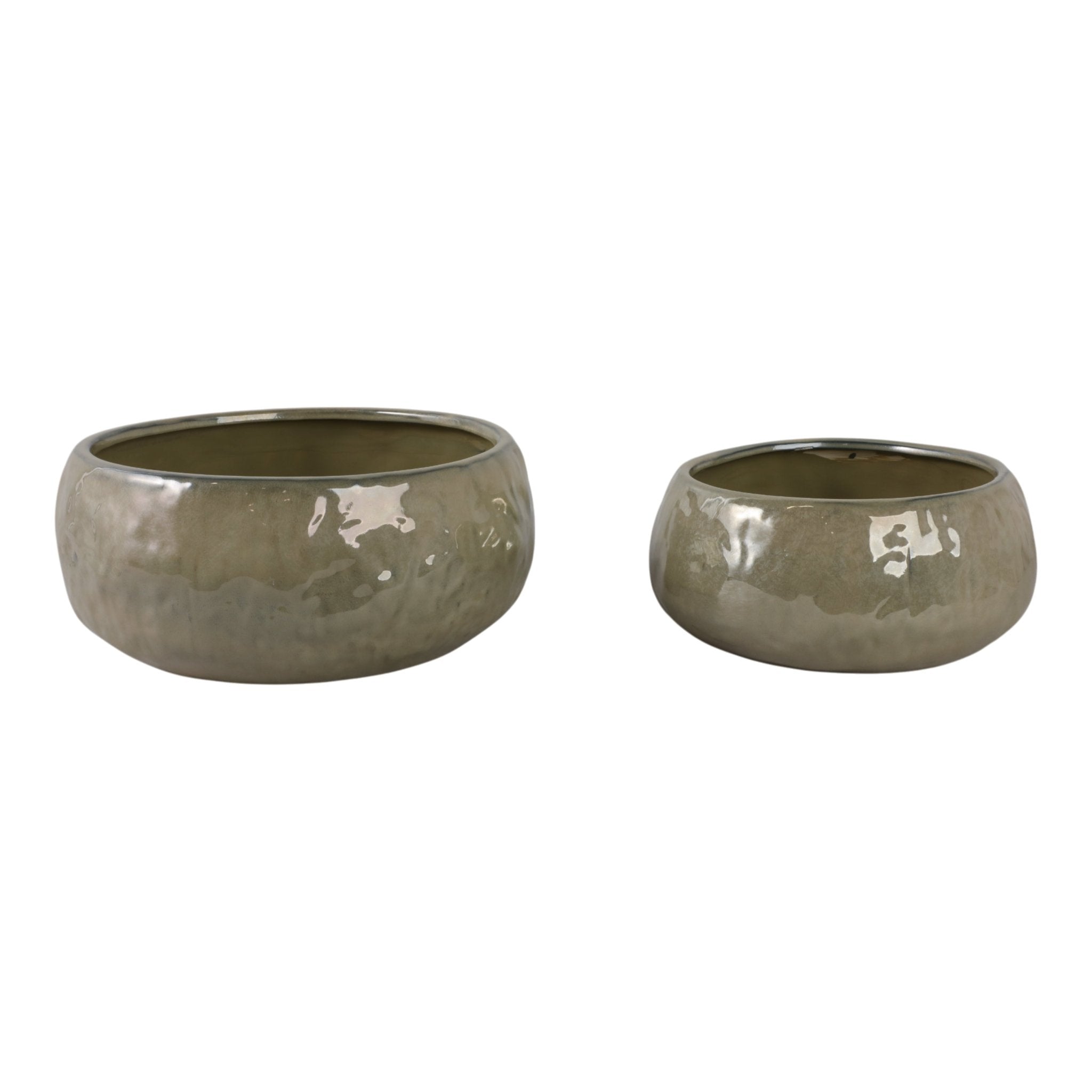 S/2 10/12" IRIDESCENT BOWL PLANTERS, GREEN Planter| Sagebrook Home