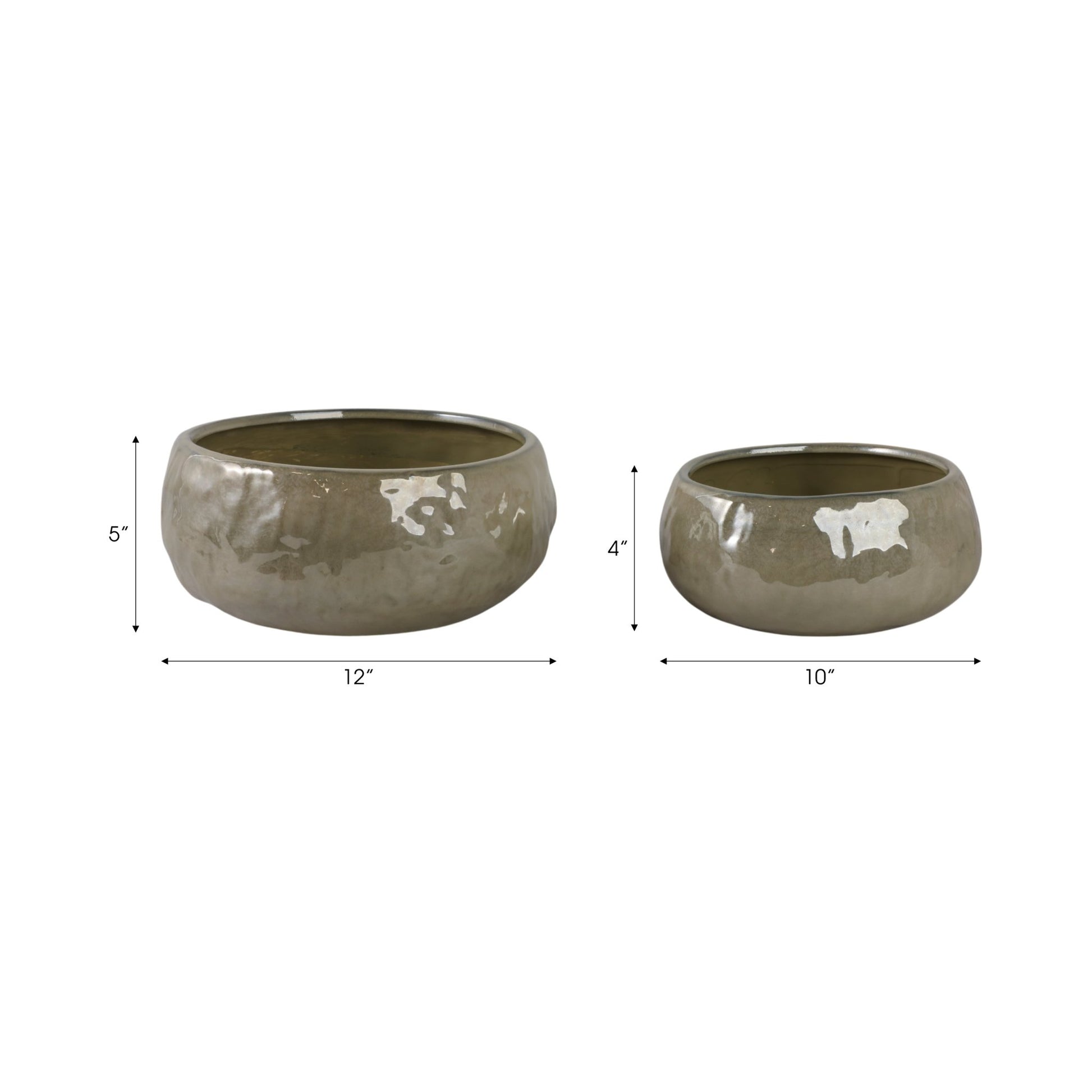 S/2 10/12" IRIDESCENT BOWL PLANTERS, GREEN Planter| Sagebrook Home