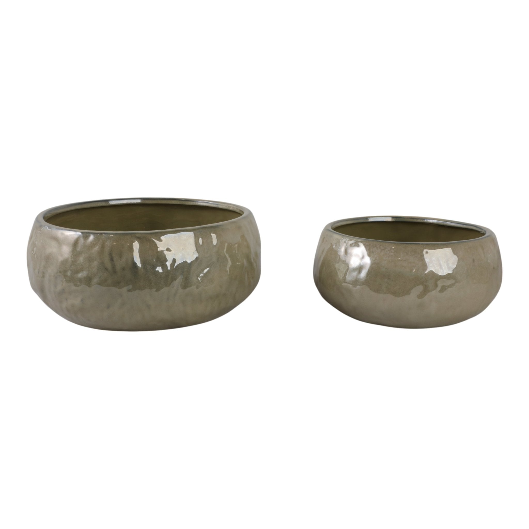 S/2 10/12" IRIDESCENT BOWL PLANTERS, GREEN Planter| Sagebrook Home