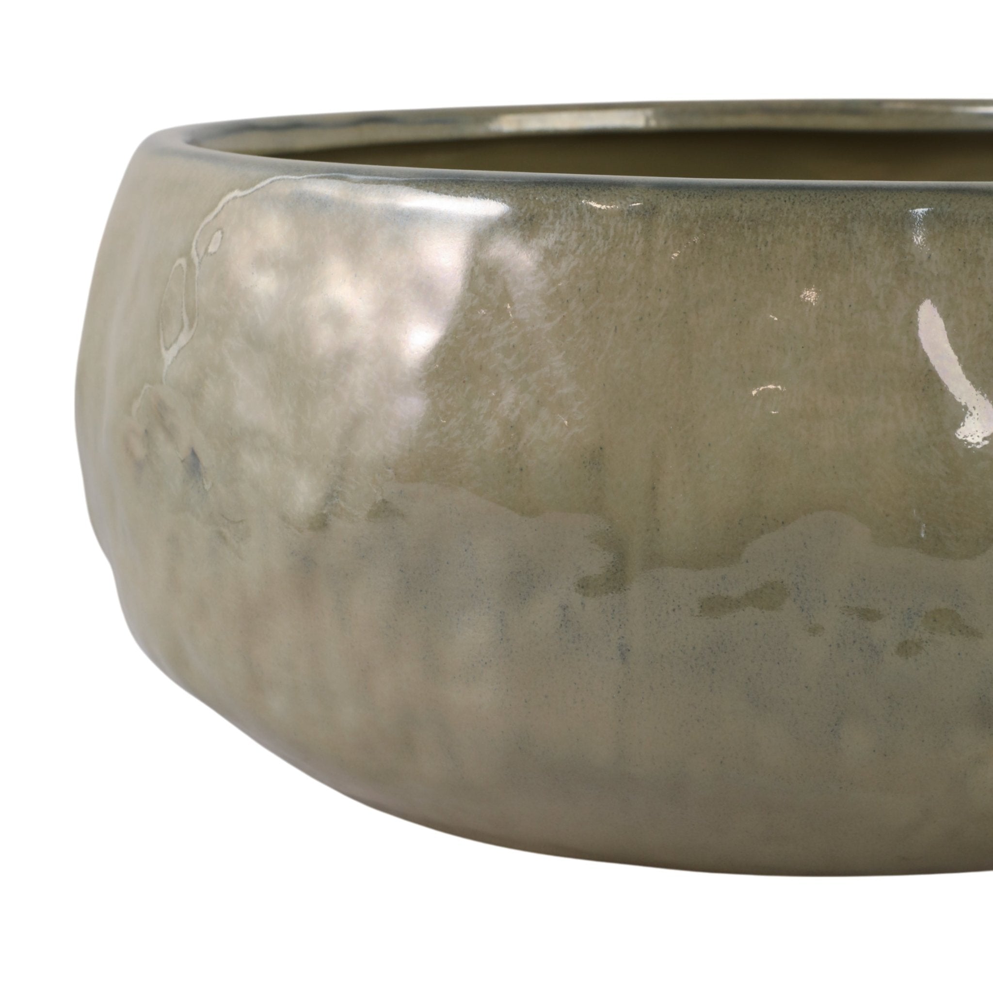 S/2 10/12" IRIDESCENT BOWL PLANTERS, GREEN Planter| Sagebrook Home