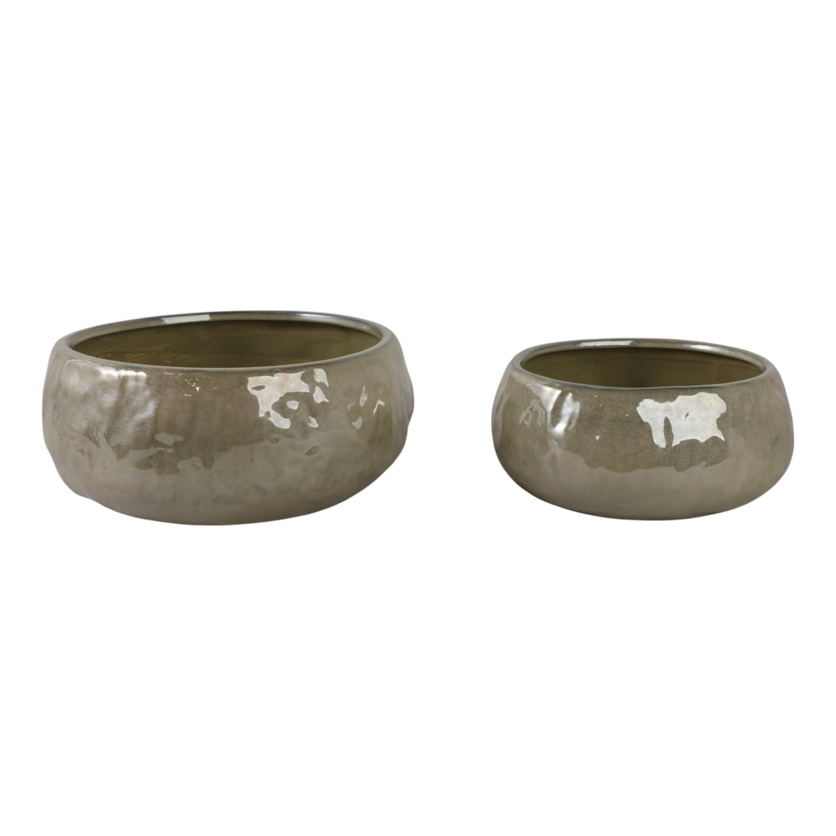 S/2 10/12" IRIDESCENT BOWL PLANTERS, GREEN Planter| Sagebrook Home