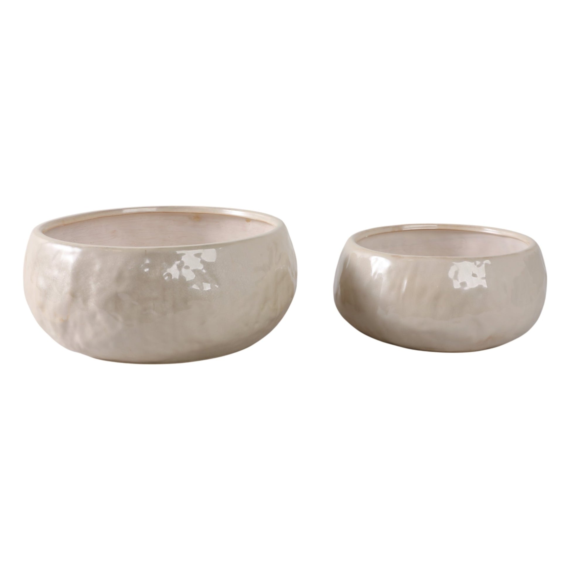 S/2 10/12" IRIDESCENT BOWL PLANTERS, WHITE Planter| Sagebrook Home