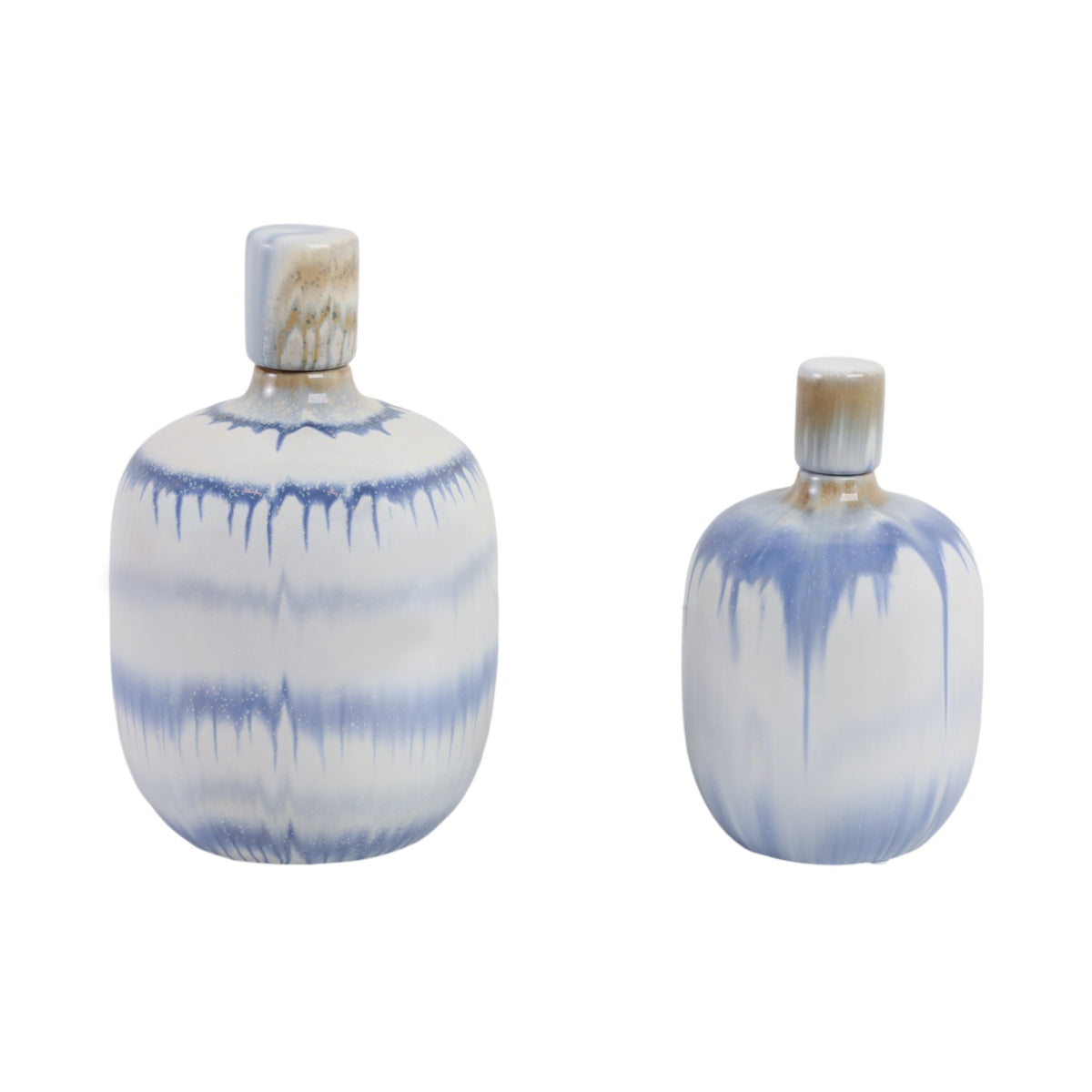S/2 10/12" Medford Blue Ceramic Jars Vases and Jars| Sagebrook Home